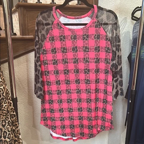 Crazy Train Pink and Black Raglan Graphic Tee - Picture 1 of 4